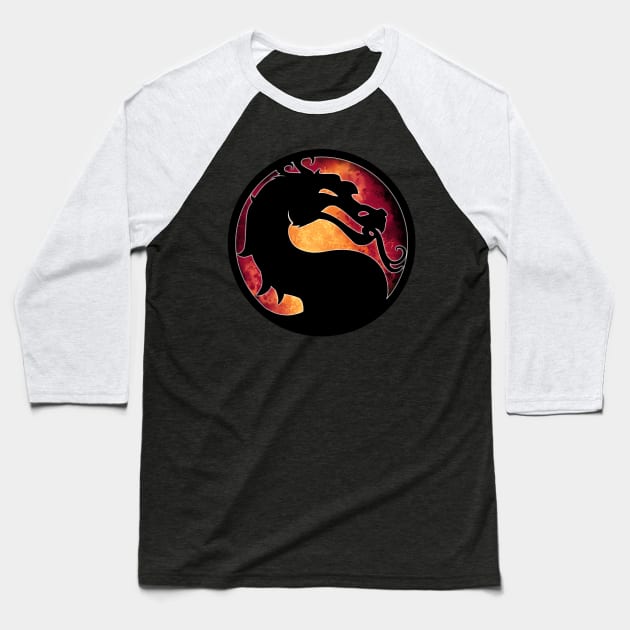 Mortal Kombat : Fire Baseball T-Shirt by RDOWNART